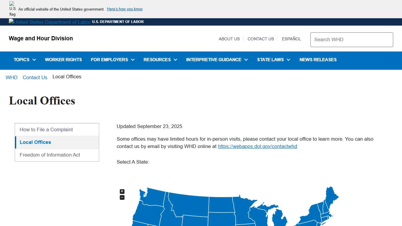 Local Offices | U.S. Department of Labor